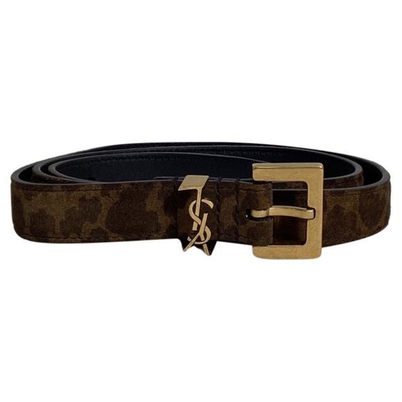 Saint Laurent Logo-Embellished Belt in Animal Print Suede - Picture 1 of 4